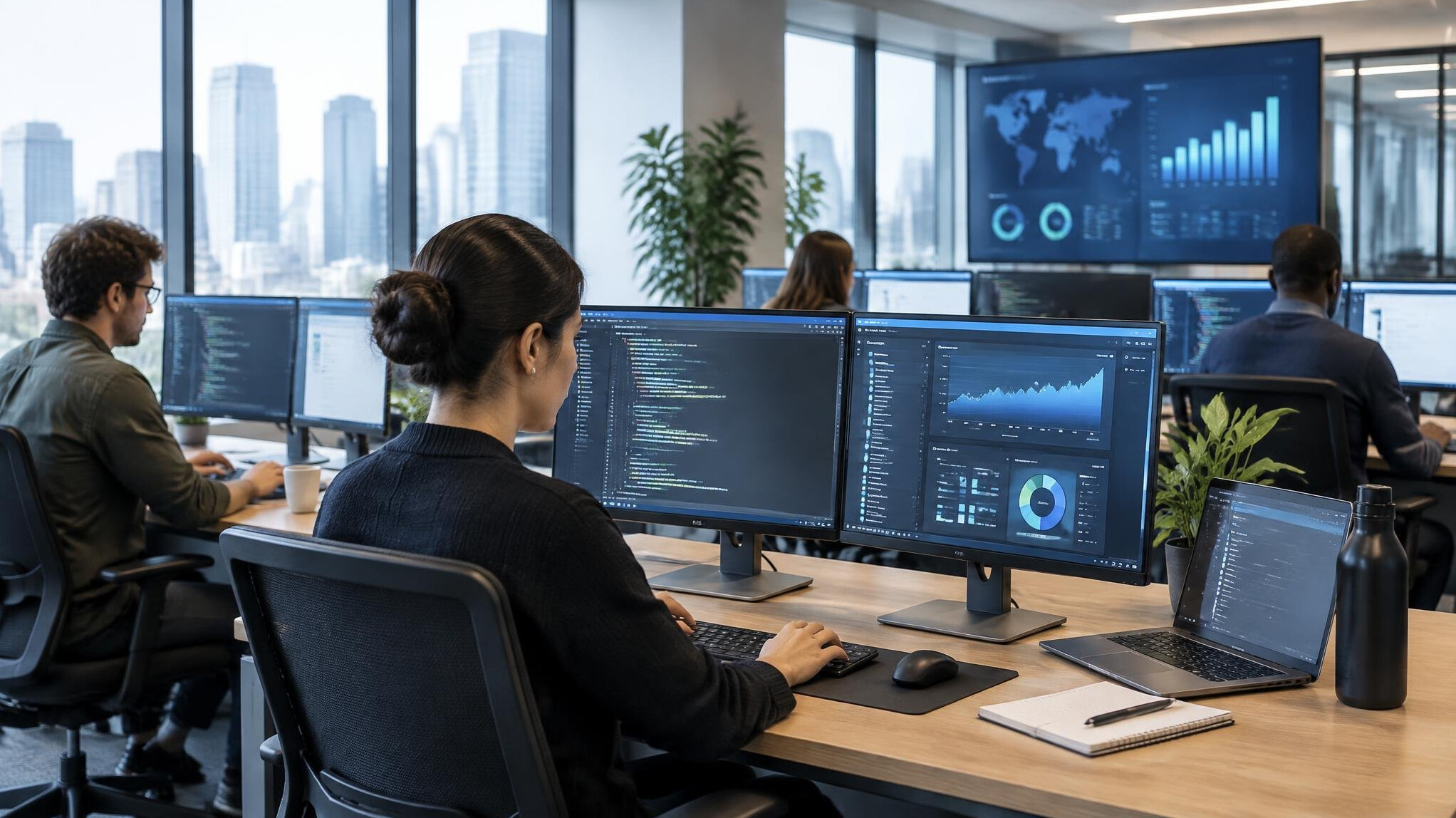 modern office with computers