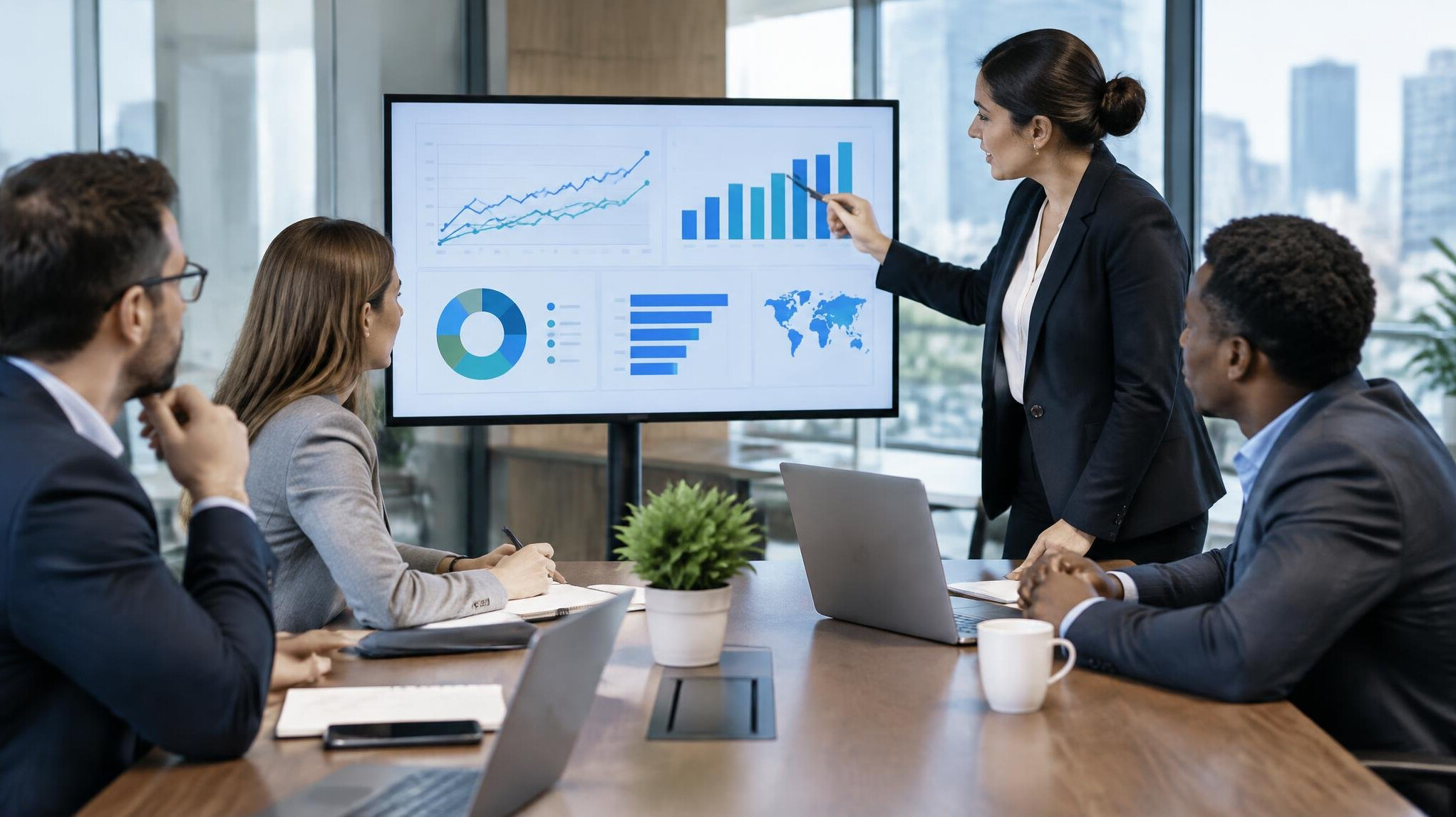 business team reviewing analytics