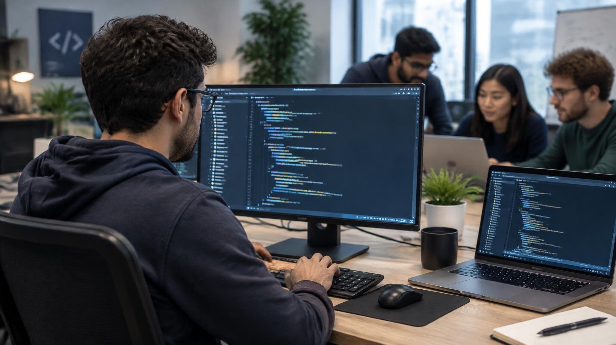 programmer writing code
